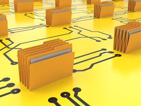 data-storage-archive-concept-with-3d-rendering-folder-connect-on-circuit-board